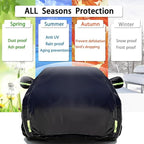 Half Car Cover All Weather Car Body Cover for All Season Sunshade Cover Snow Cover Waterproof 210D Polyester with Cotton (Fit MPV/SUV)