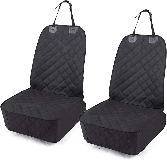 Dog Car Seat Cover 2 Pack, Waterproof Front Seat Car Cover for Cars, Trucks, and Suvs, Pet Front Cover for Cars, Nonslip Dog Seat Cover, Black