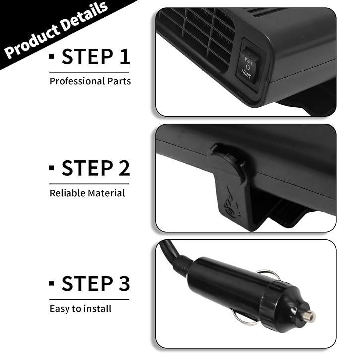 Car Heater, Powerful 2 in1 Portable Car Heater and Cooler 360° Rapid Windshield Defroster & Defogger for Vehicle, 12V Car Heaters Plug-and-Play via Vehicle Power Outlet