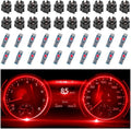 20PCS Car LED Dash Lights - Super Bright Instrument Cluster Light Bulbs with T5 37 74 LED Bulbs & Twist Lock Socket - Universal 12V L-ED Lights for Car Interior Accessories (Red)