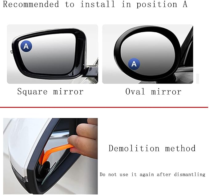 Yusheng 2PCS Mini Blind Spot Mirror, 1.57" Round HD Glass Convex Rear View Mirror, Strong Adhesive for Car (40mm, Frameless)