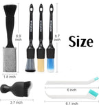 MVEQRRN 7PCS Car Detailing Brush Set,Boars Hair Detail Brush Kit(Black) | Ultra Soft No Scratch, Car Dust Brush, Interior Detailing Brushes Kit, Detail Brushes Car Detailing for Interior Exterior