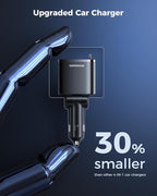 Retractable Car Charger, 99W Car Phone Charger with Cables Fast Charging, USB C Car Charger Adapter for iPhone 17 16 15 14 13 12, Samsung, Black
