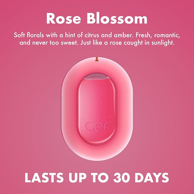 AER O Hanging Car Air Freshener Gel – Rose Blossom, Long Lasting 30 Days, Leak-Proof Odor Neutralizer, Rear-View Mirror Car Air Freshener with Steady Freshness Technology, Pack of 4