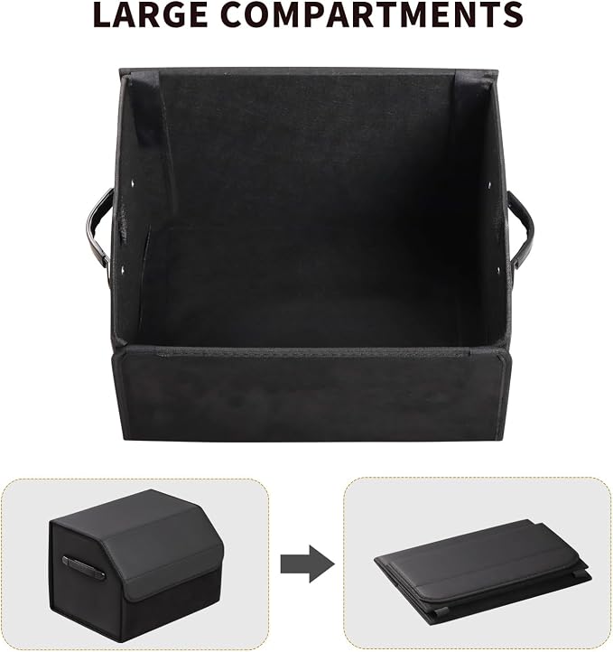 Leather Car Trunk Organizer,Durable Collapsible Adjustable Compartments Cargo Storage,AK-141