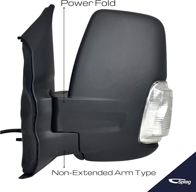 Driver Side Mirror for 2018-2019 Ford Transit 150 250 350 Power Adj Heated Power Folding Turn Signal Light Short Arm Textured Black 8 Pins Left FO1320602