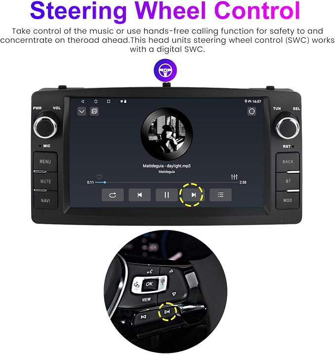 Android Double Din Car Stereo for Toyota Corolla E120 2000 2001 2002 2003 2004 2005 2006, 7 Inch Touch Car GPS Radio Wireless Car-Play Android Auto Support WiFi Blue-Tooth FM RDS, 2GB RAM 32GB ROM