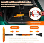 Snow Brush with Ice Scraper, Ice Scrapers, Car Windshieldand Extendable Snow Brush with Foam Grip and 360° Pivoting Brush Head, Detachable Snow Scrapers & Ergonomic Foam Grip for Cars (Orange)