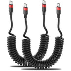 Coiled USB C to USB C Cable, 2 Pack 3FT USBC Car Charger Cord, USBC to USBC Coiled Cable Fast Charging for Carplay, iPhone 17/16/15 Plus/Pro Max, Samsung Galaxy S25 S24 S23, Pixel 10 9