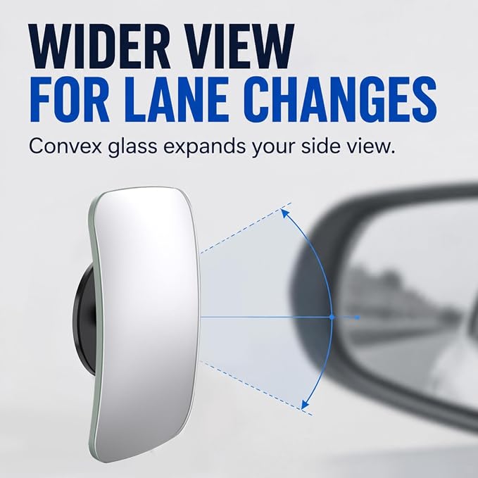 Blind Spot Mirrors - 2 Pack Rectangle HD Glass Frameless Convex Rear View Mirror with Wide Angle Adjustable Stick for Cars, Trucks, And Motorcycles Stuff Rearview Mirror Accessories Decor