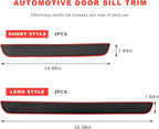 4 PCS Car Door Sill Protector, Anti-Scratch Automotive Threshold Protective Strip, Waterproof Door Edge Guards Step Shield Cover for Sedans Trucks SUVs, Car Accessories (Black & Red)