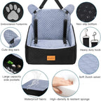 Dog car Seats for Small/Medium Dogs up to 33lbs- Washable, Waterproof, Dog Booster & car Seats with 2 Easy-Install Safety Belts, Non-Slip Base & Storage Pocket(Grey Black).