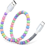 USB A to USB C Cable 1FT,Beaded Charger Cord for iPhone 17 16 Pro Max 15 for Carplay,Type C Fast Car Charger Cord for iPad 10 11th A16/Samsung S26 S25 S24 S23 FE/Pixel/Android Phones Cute Girls Women