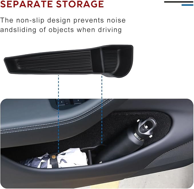Car Door Side Storage Box for Tesla Model Y Juniper 2026 2025, Car Accessories for Women Men, TPE Front Rear Door Insert Tray Side Organizer Protector Liner for New Model Y Juniper Accessories 4PCS