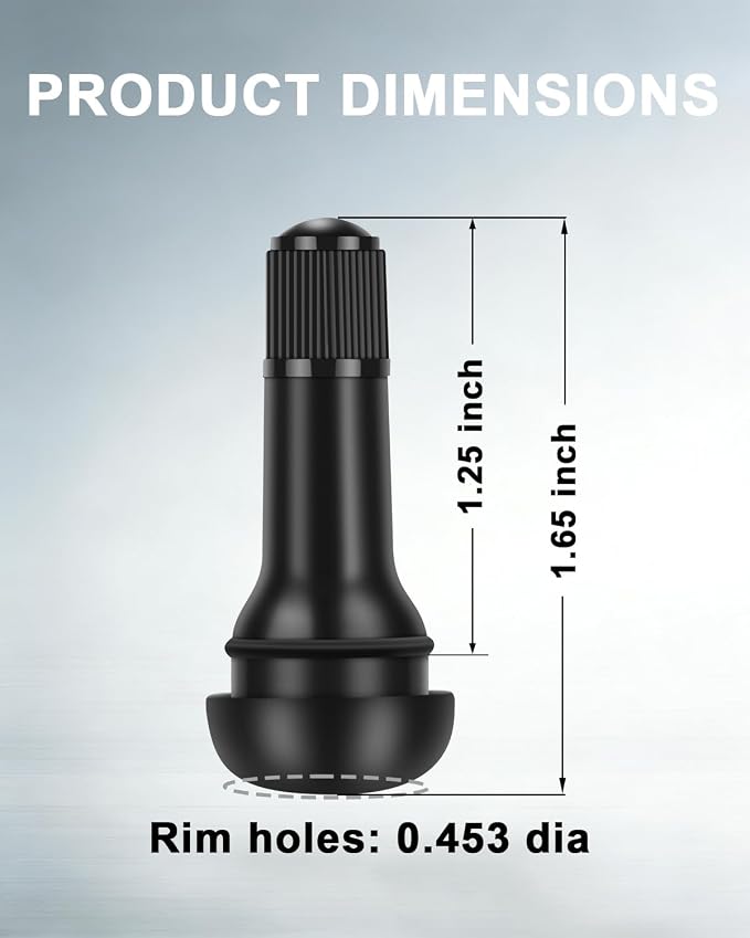 5 Pcs TR413 Rubber Snap-in Tire Valve Stems - Standard 0.453" Rim Hole Replacement for Cars, Trucks, SUVs, Trailers