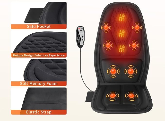 Massage Seat Cushion,Vibration Back Massager for Chair, Seat Massager Cushion,Massage Chair Pad for Home/Office