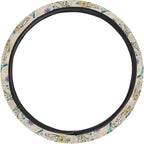 Comfortable Car Steering Wheel Cover Hummingbird Flower Blue Pattern Auto Steering Wheel Protector with Anti-Slip Lining Car Interior Accessories Universal Fit Car SUV Van Truck