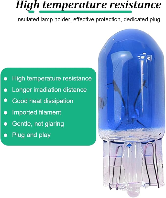 25PCS T10 12V 5W Car Turn Signal Light Bulbs, Clear Flat Foot Vehicle Side Marker Lamp Bulbs, Auto Interior Amber Headlight Bulbs Accessories, Universal for SUV, Sedan, Truck (Blue)