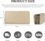 Car Trash Can, Leather Foldable Hanging Trash Bag, Multi-Function Mini Storage Box Garbage Can for Car Back Seats and Side Door, Beige