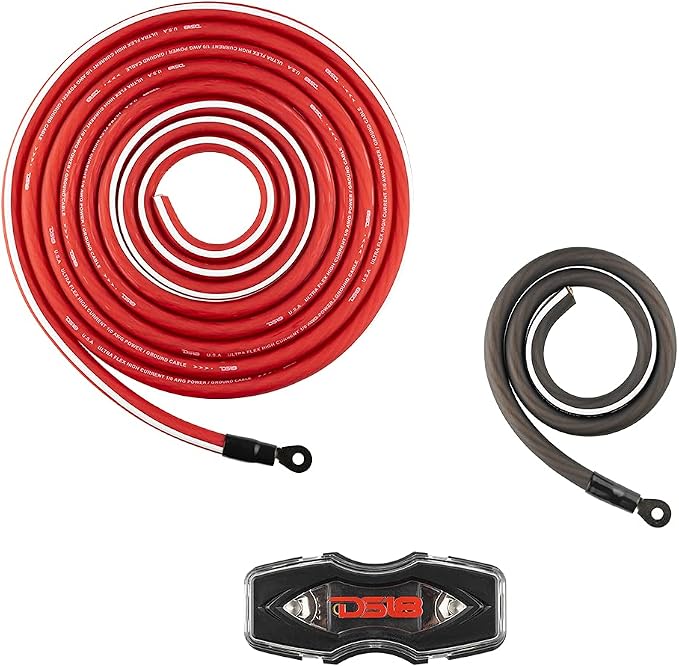 AMPKIT0 0 Gauge CCA Complete Amp Wiring Kit - Amplifier Install Wiring 1/0 Ga Amp Kit Pro Installation Cables Up to 3500 Watts with ANL Fuse Holder 250A