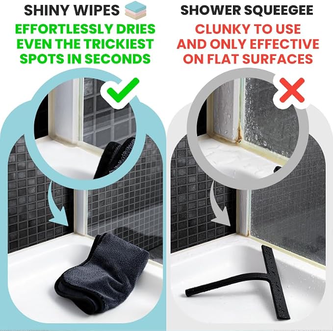 Shiny Wipes XL Drying Towel, The Original, Ultra Absorbent Twisted-Loop Design, Streak-Free Drying Towel, Shiny Wipes Shower Cleaning Cloths (1 Towel)