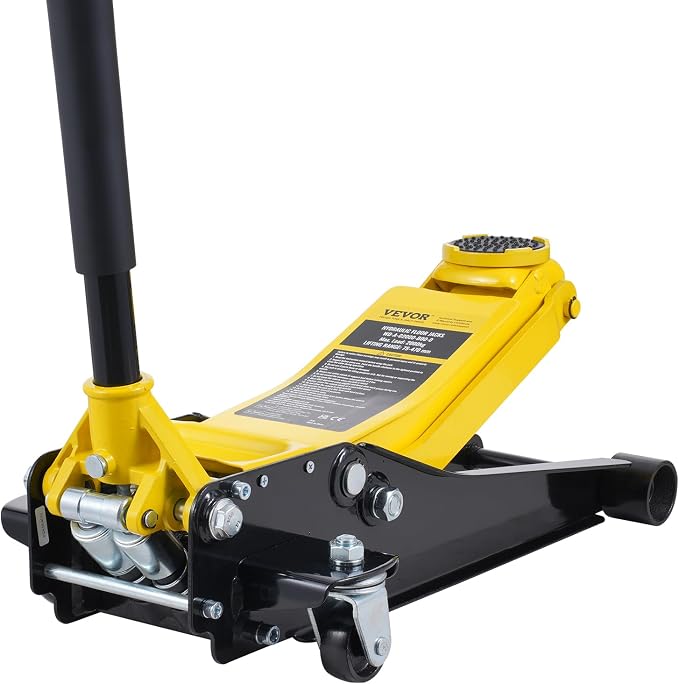 Low Profile Floor Jack 2 Ton (4400 lbs), Heavy Duty Iron Hydraulic Racing Floor Jack, Hydraulic Car Jack, Dual Piston Quick Lift Pump, 3"-18.5" Height Lifting Range (Yellow)