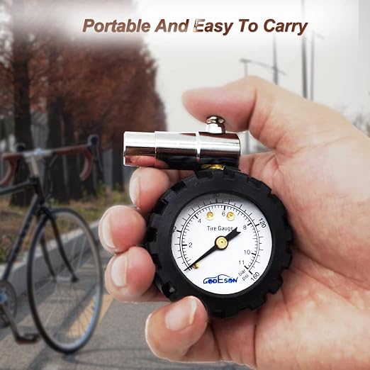 Presta Valve BicycleTire Pressure Gauge 0-160psi and 0-11bar