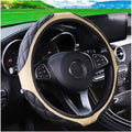 15 Inch Car Leather Steering Wheel Cover, Automotive Accessories Elastic Breathable Anti-Slip Soft Wheel Protector Fits Men and Women, Suitable for SUVs, Trucks, Vehicles and RVs (Beige)
