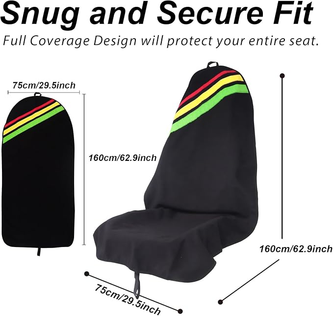 Waterproof Car Towel Seat Covers Front Seats for After Gym Workout,Auto Universal Interior Sweat Towels Cloth Bucket Carseat Cover Protector for Trucks SUV RV Boat Van (Black)