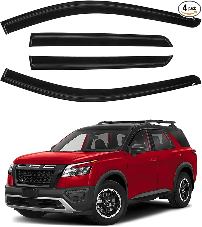 Window Visors Rain Guards for 2022-2025 2026 Nissan Pathfinder Accessories, Outside-Mount Side Window Wind Deflectors Vent Visors Shades Rainproof Black 4PCS