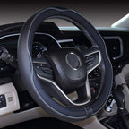 Universal Standard Size Steering Wheel Cover Anti-Slip,Safety,Soft,Breathable,Durable,Full Surround,Comfortable Grip Microfiber Leather (14.5-15 inch,Black Gray)