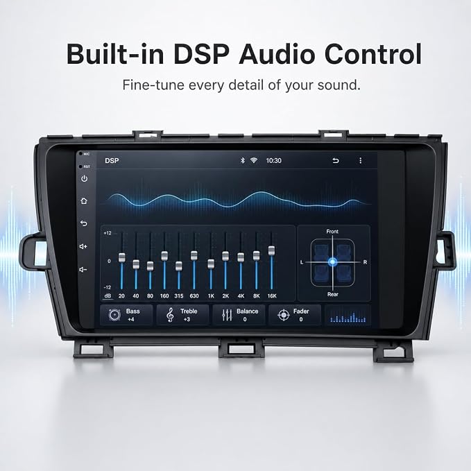 for Toyota Prius 2010-2015 Car Stereo, 8 Core 4GB+64GB Android Radio with 32-Band DSP, Wireless CarPlay & Android Auto, 4G LTE GPS Navigation, AHD Backup Camera