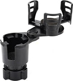 Car Cup Holder Expander, Universal 2 in 1 Large Cupholder Expander Adapter for Car with Adjustable Base, Fits Large Bottles, Snack, Drinks Cups, Black