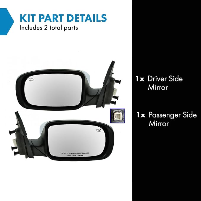 2 Piece Driver and Passenger Side Mirror Assembly Set Electric Adjustment Heated No Memory Chrome Compatible with 2011-2014 Chrysler 200 CH1320329 CH1321329