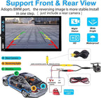 Double Din Car Stereo with Wireless Carplay and Wireless Android Auto,7 Inch Full HD Touchscreen Car Stereo Receivers Support Mirror Link,Bluetooth, Backup Camera,Steering Wheel,FM/USB/AUX/Subwoofer
