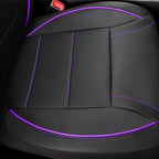 Universal FIT Piping Leather Two Front Seat Covers, Waterproof Faux Leather for SUV Sedan Van Truck, Airbag Compatible,Reserved Opening Holes for Headrest Covers(Black and Purple)