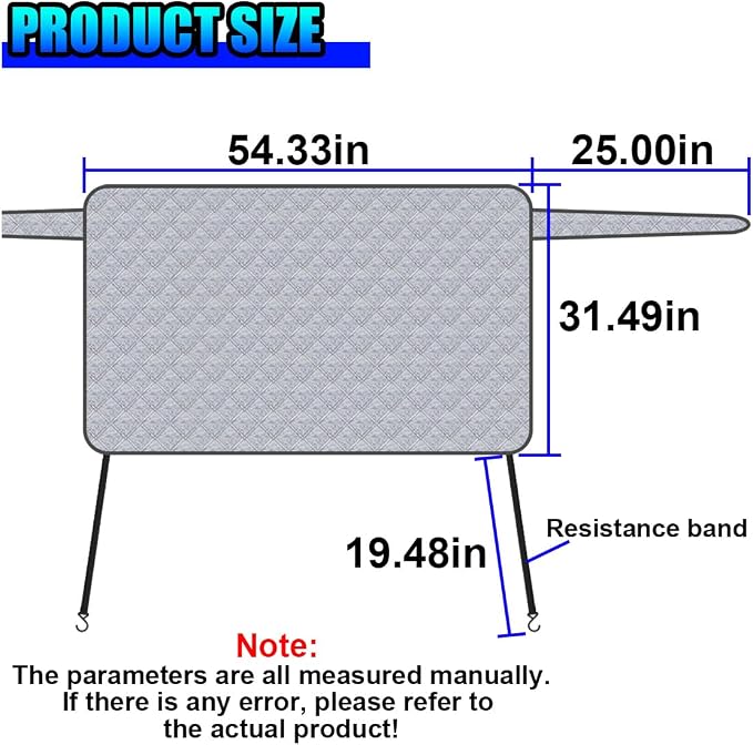 Magnetic Car Rear Windshield Cover, 54'' × 31'' Automotive Back Windscreen Snow Ice Guard Cover with 2 Elastic Hooks, Winter Universal Vehicle Window Frost Protector Accessories (White)