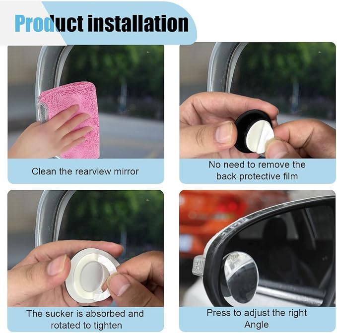 2 PCS Blind Spot Car Mirror, HD Glass Adjustable Car Side Mirror, Frameless Wide-angle Blind Spot Mirror, Universal Convex Rear View Mirror for Cars, SUVs, Trucks and RVs (Ellipse)