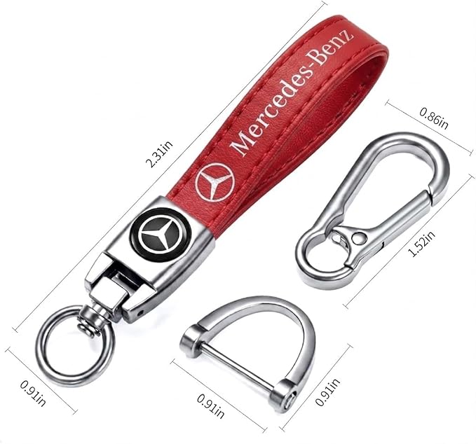 5pcs Car Keychain and Car Tire Valve Stem Caps Combo Compatible with Mercedes Benz C E S M Serie CLK GLK GLC GLS GLE,Key Chain Keyring Accessories-bc-red