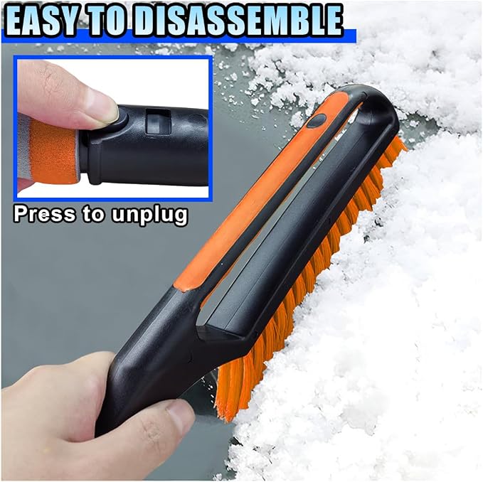 26.4" Ice Scraper and Snow Brush for Car Windshield, 2 in 1 Winter Detachable Window Deicer with Foam Grip, Snow and Ice Removal Tool Accessories for Car, SUV, Truck (Orange)