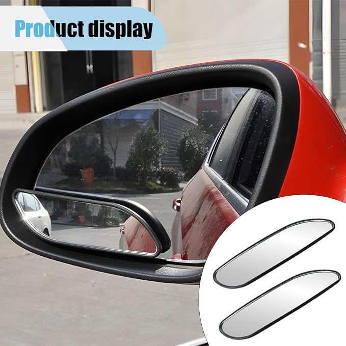 2 PCS Blind Spot Car Mirror, HD Glass Adjustable Car Side Mirror, Framed Wide-angle Blind Spot Mirror, Universal Convex Rear View Mirror for Cars, SUVs, Trucks and RVs (Rectangle)