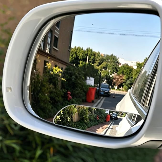 4PCS Car Blind Spot Mirror, Wide Angle HD Glass Rectangle Convex Frameless Side Blindspot Mirror with Adjustable Stick, Auto Exterior Rear View for Wide Angle, Universal for Vehicles (Extended)