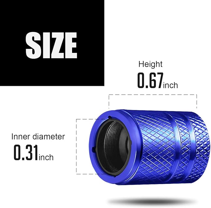 American Flag Tire Valve Stem Caps - (5 Pack) Metal Air Caps with Plastic Liner, Corrosion Resistant, Leak-Proof, Universal Stem Covers for Cars Trucks Motorcycles and Bikes - Blue