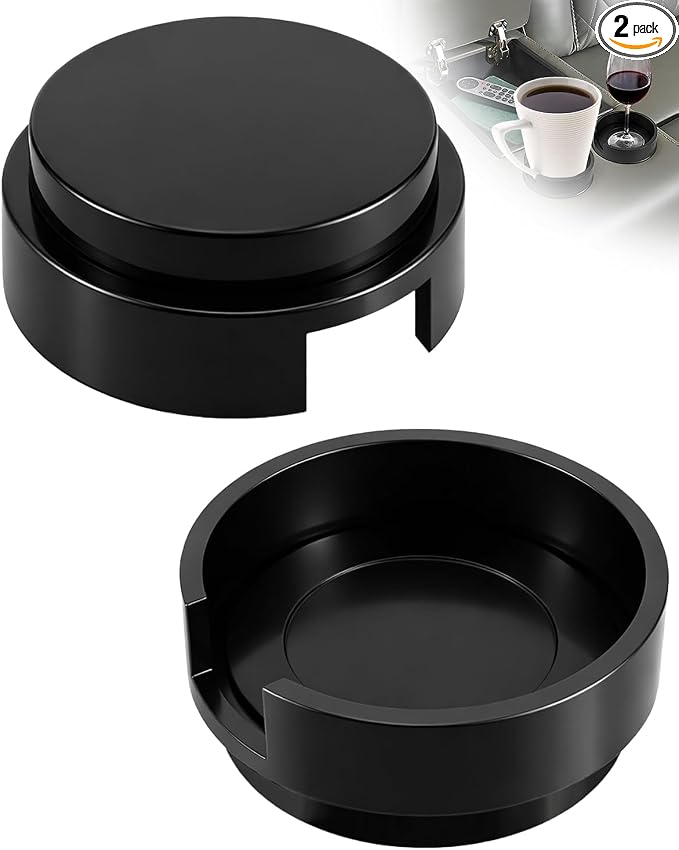 Universal Couch Cup Holder Adapter Insert 2 Pack, Sofa Cup Holder Expander with Anti-Slip Pad, Fits Most Recliner & Couch Cup Holders, Spill-Free Drink Storage for Mugs, Wine Glasses, Soda Cans