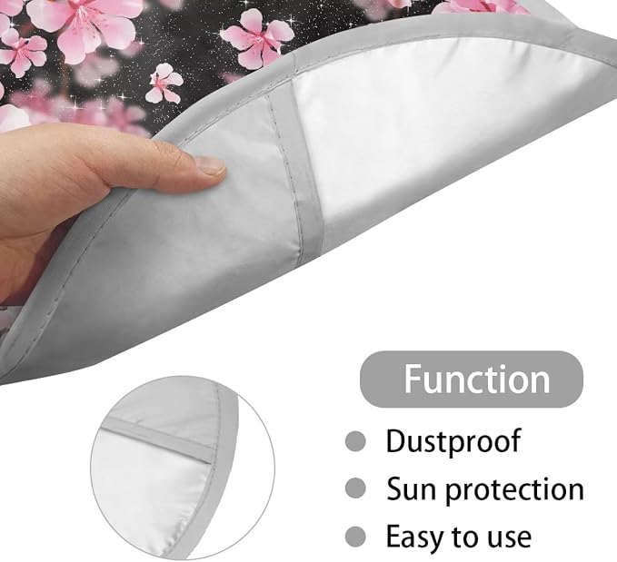 Pink Cherry Blossom Steering Wheel Cover Sun Shade 17 inch Cooling Steering Wheel Cover for Summer Anti-Heat Sun Block Car Steering Wheel Accessories for Women Universal Fit