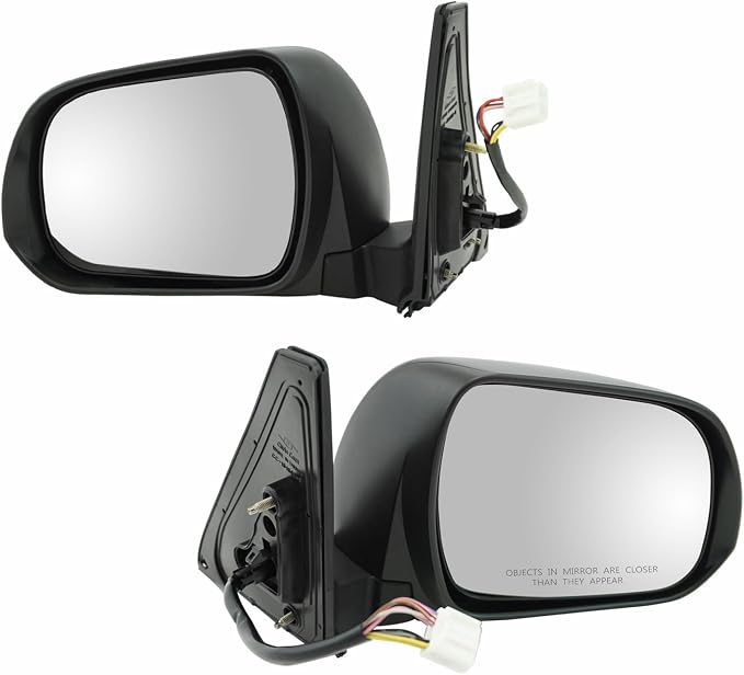 2 Piece Driver and Passenger Side Mirror Assembly Set Electric Adjustment Heated No Memory Puddle Light Black Compatible with 2010-2013 Toyota 4Runner TO1320263 TO1321263