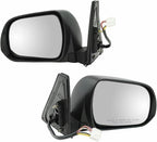 2 Piece Driver and Passenger Side Mirror Assembly Set Electric Adjustment Heated No Memory Puddle Light Black Compatible with 2010-2013 Toyota 4Runner TO1320263 TO1321263