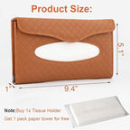 Car Tissue Holder - Sun Visor Napkin Holder, PU Leather Backseat Tissue Case for Truck (Brown)