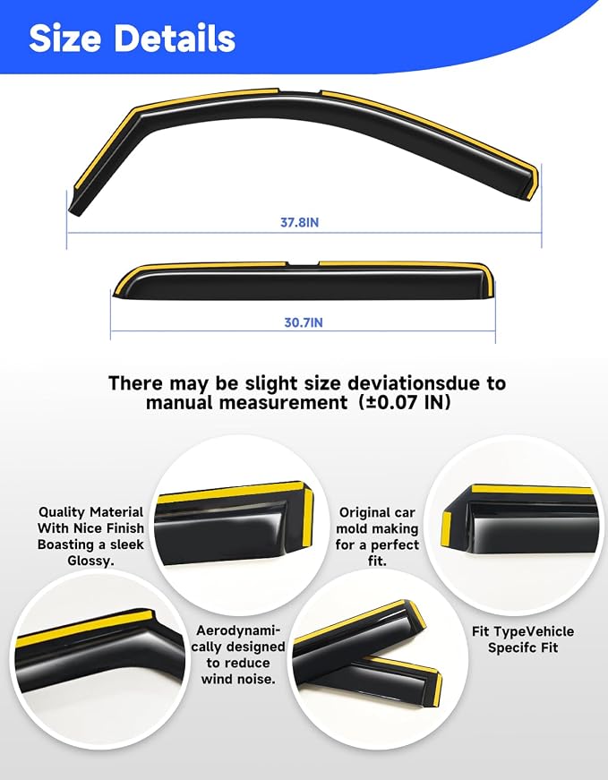 in-Channel Extra Durable Rain Guards Fit for 2014-2018 Chevy Chevrolet Silverado/GMC Sierra Crew Cab Truck,Vent Window Visors, Window Deflector, Vent Shades Car Accessories -4 pcs