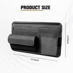 Car Sun Visor Organizer with Zipper Pocket, Multi-Pocket Vehicle Visor Storage Pouch with Card Sleeve, Eyeglasses Holder Box, Auto Interior Sunvisor Organizer Pocket, Universal Fit (Black)